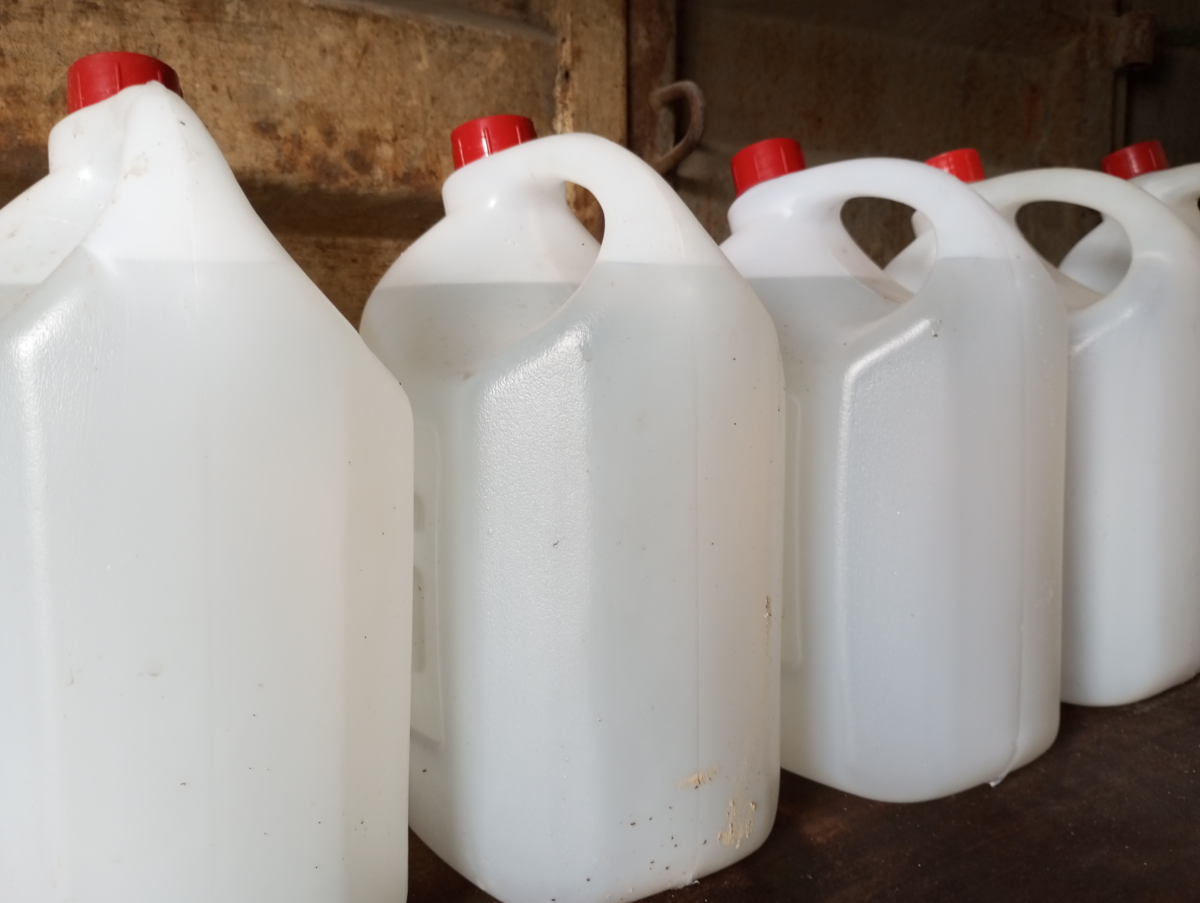 Battery electrolyte containers ready for supply